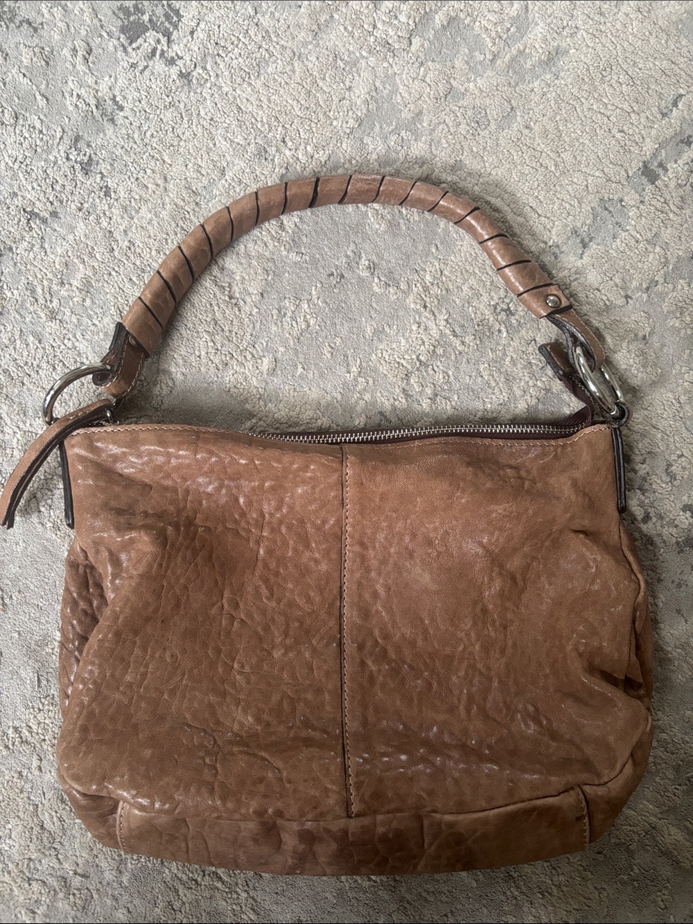 Leather MADE IN ITALY Hobo Shoulder Bag in Brown